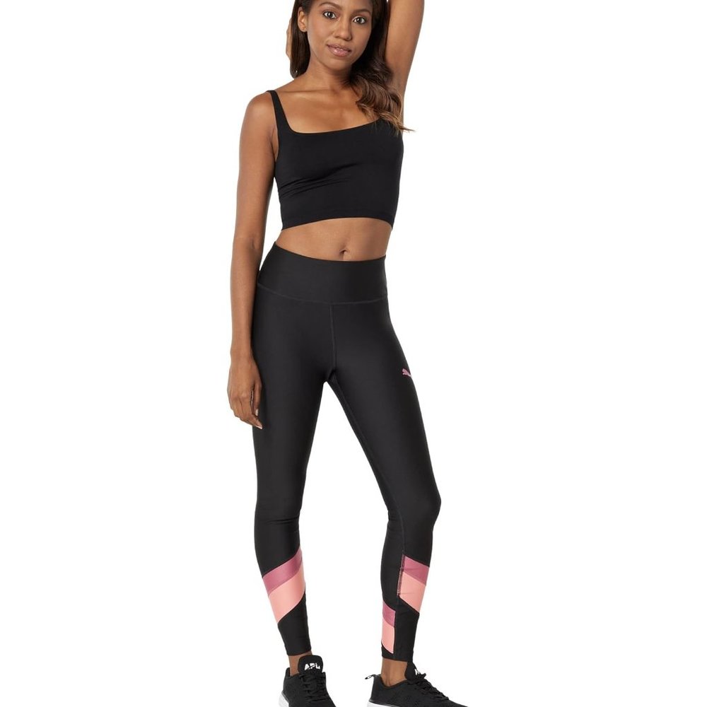 Woman's Pants PUMA Color-Block Stacked Poly Tights Medium New MSRP $45